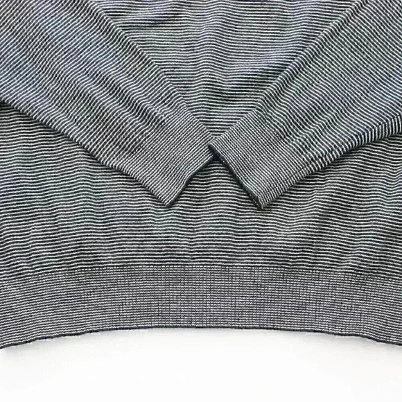 Bobby Jones Men's Medium Cashmere Blend Black White Striped V-Neck Sweater - Picture 8 of 9